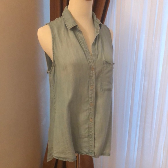 Denim Sleeveless top, Sz S - Picture 2 of 8